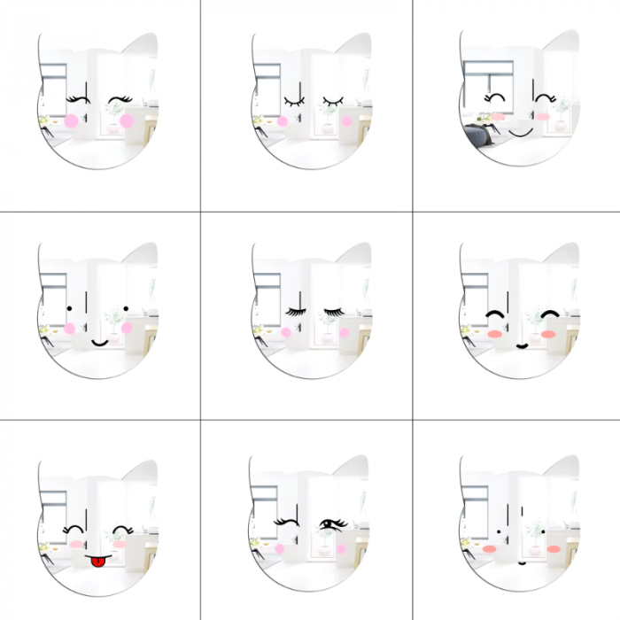 Espejo Autoadhesivo Personalizable Decorativo Niños Gatito